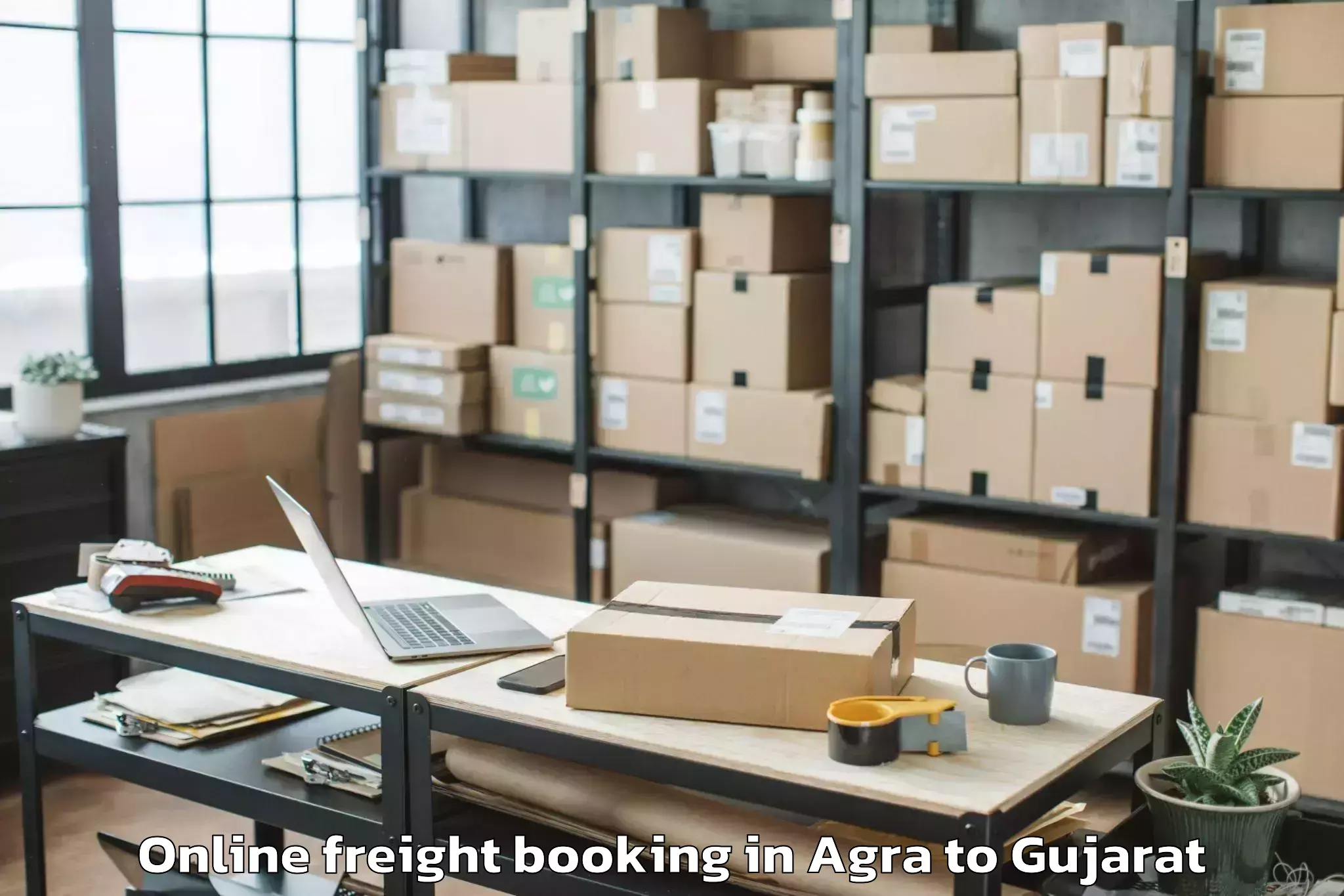 Easy Agra to Keshod Airport Ixk Online Freight Booking Booking